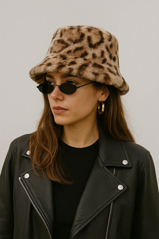 Animal Print Bucket Hat - Beige