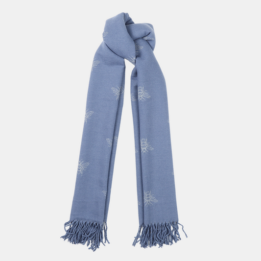 Honey Bee Double Sided Scarf - Light blue