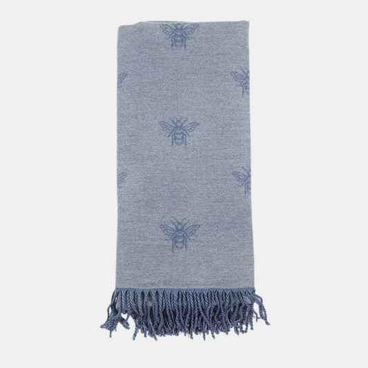Honey Bee Double Sided Scarf - Light blue