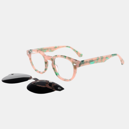 Clipon Reading Sunglasses Acetate - Pink Tort +1