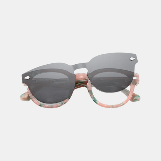 Clipon Reading Sunglasses Acetate - Pink Tort +2