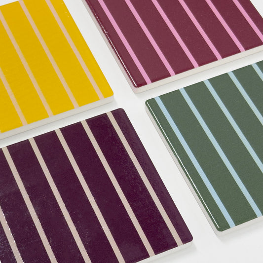 Onyx Square Ceramic Coaster S4 - Stripe