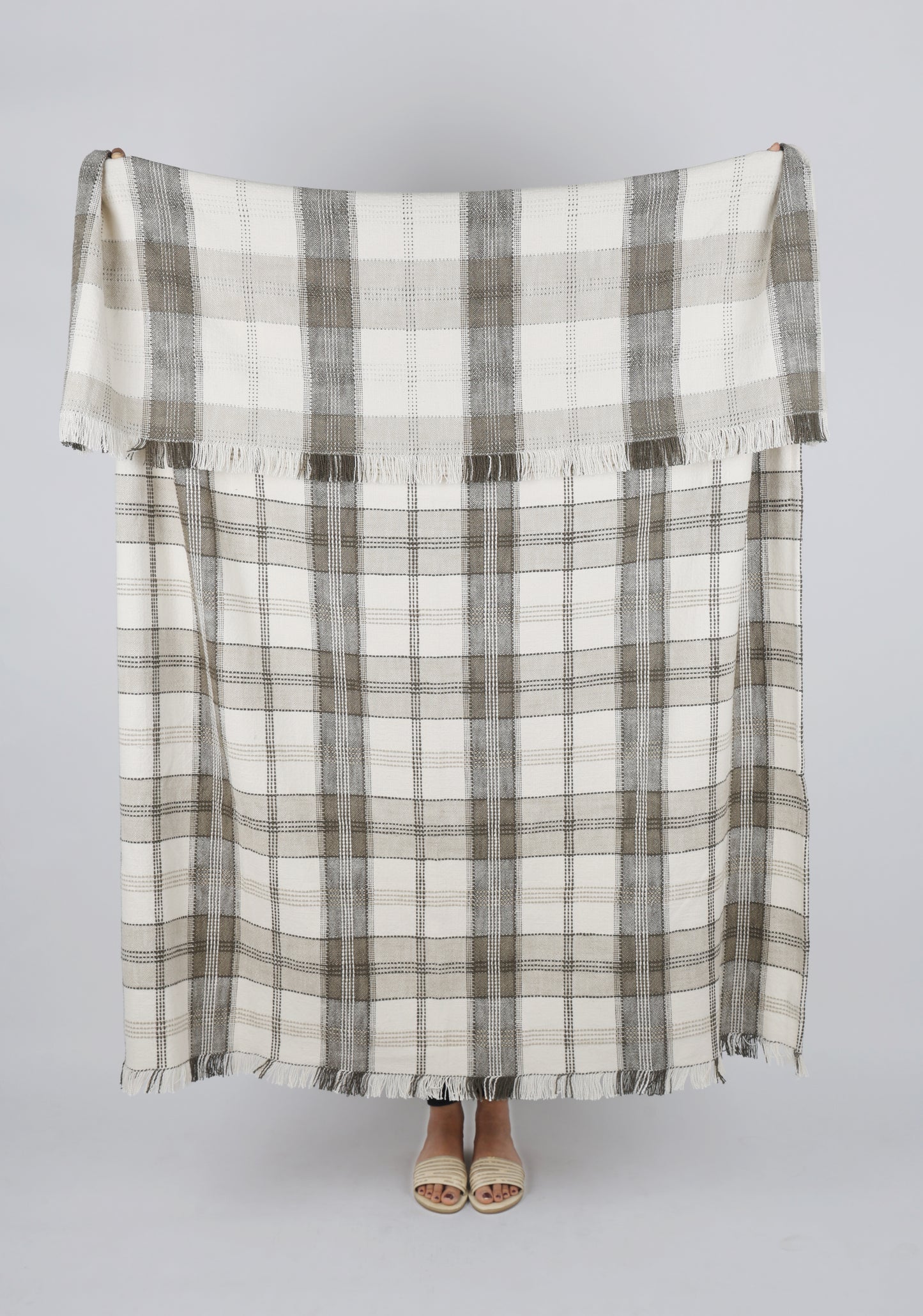 BERRY CHECKD TEXTURED THROW OLIVE