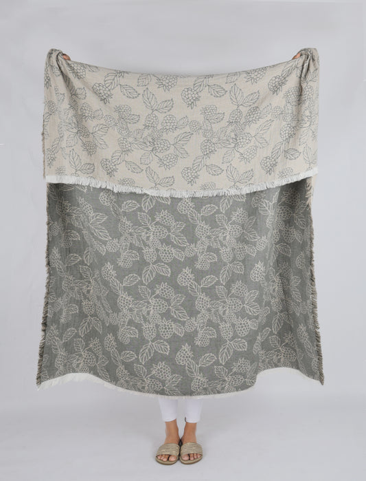 BERRY JACQUARD THROW OLIVE