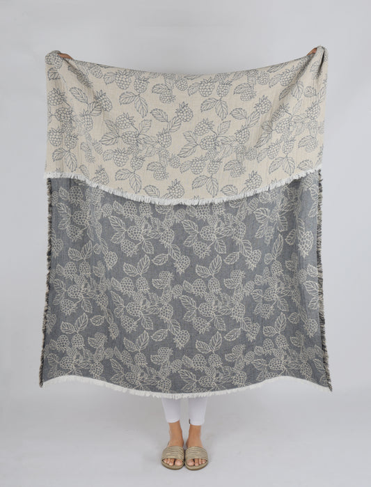 BERRY JACQUARD THROW BLUE