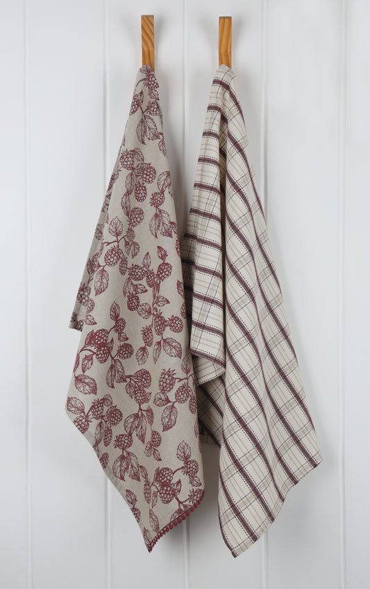BERRY TEA TOWEL PACK OF 2 RED
