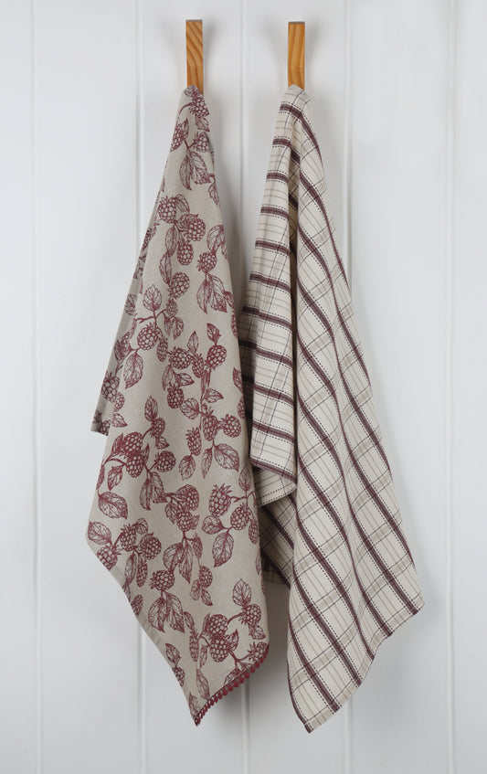 BERRY TEA TOWEL PACK OF 2 RED