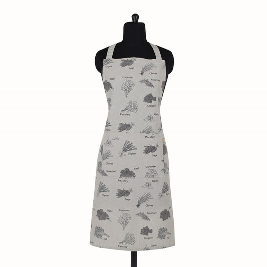 Herb Print Apron Charcoal