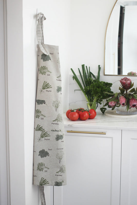 Herb Print Apron Olive