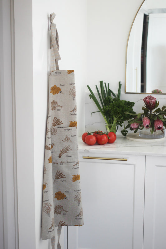 Herb Print Apron Mustard