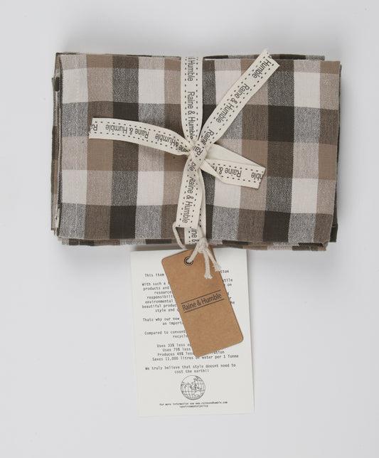 Giant Check Napkin S/4 Olive