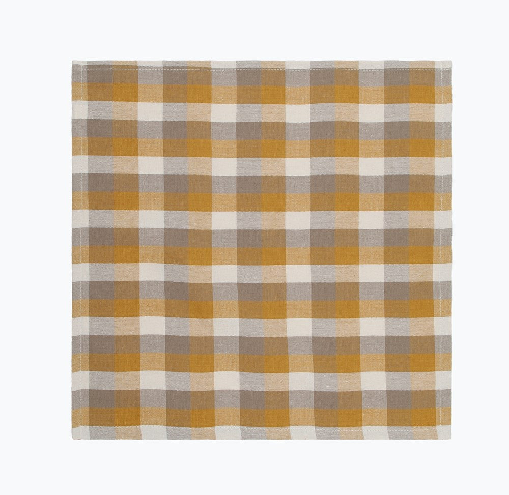 Giant Check Napkin S/4 Mustard