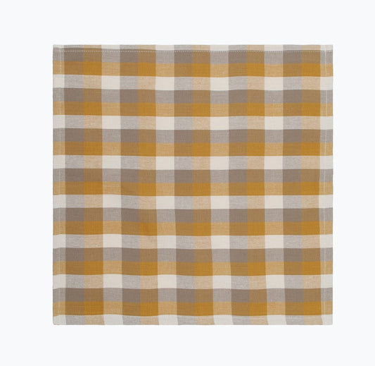 Giant Check Napkin S/4 Mustard