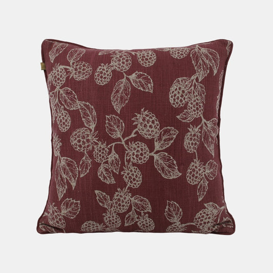 BERRY & BUG PRINT CUSHION 45x45CM - RED