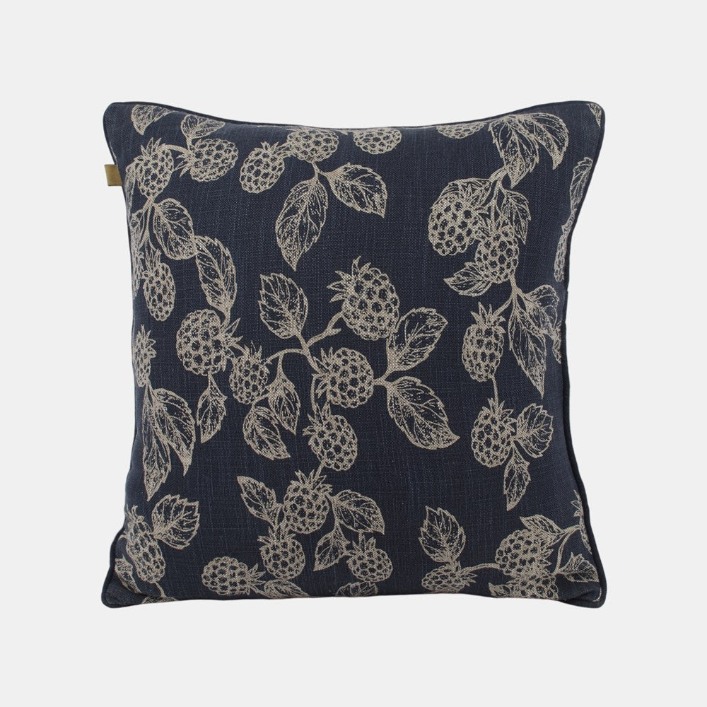 BERRY & BUG PRINT CUSHION 45x45CM - BLUE