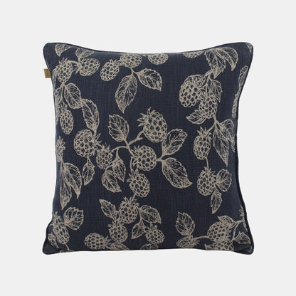 BERRY & BUG PRINT CUSHION 45x45CM - BLUE