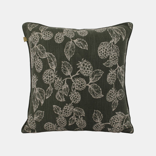 BERRY & BUG PRINT CUSHION 45x45CM - OLIVE