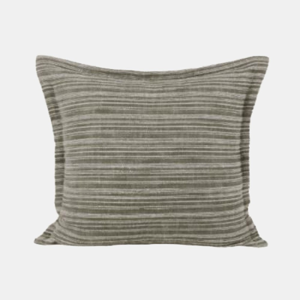BERRY & BUG FANCY STRIPE CUSHION  OLIVE