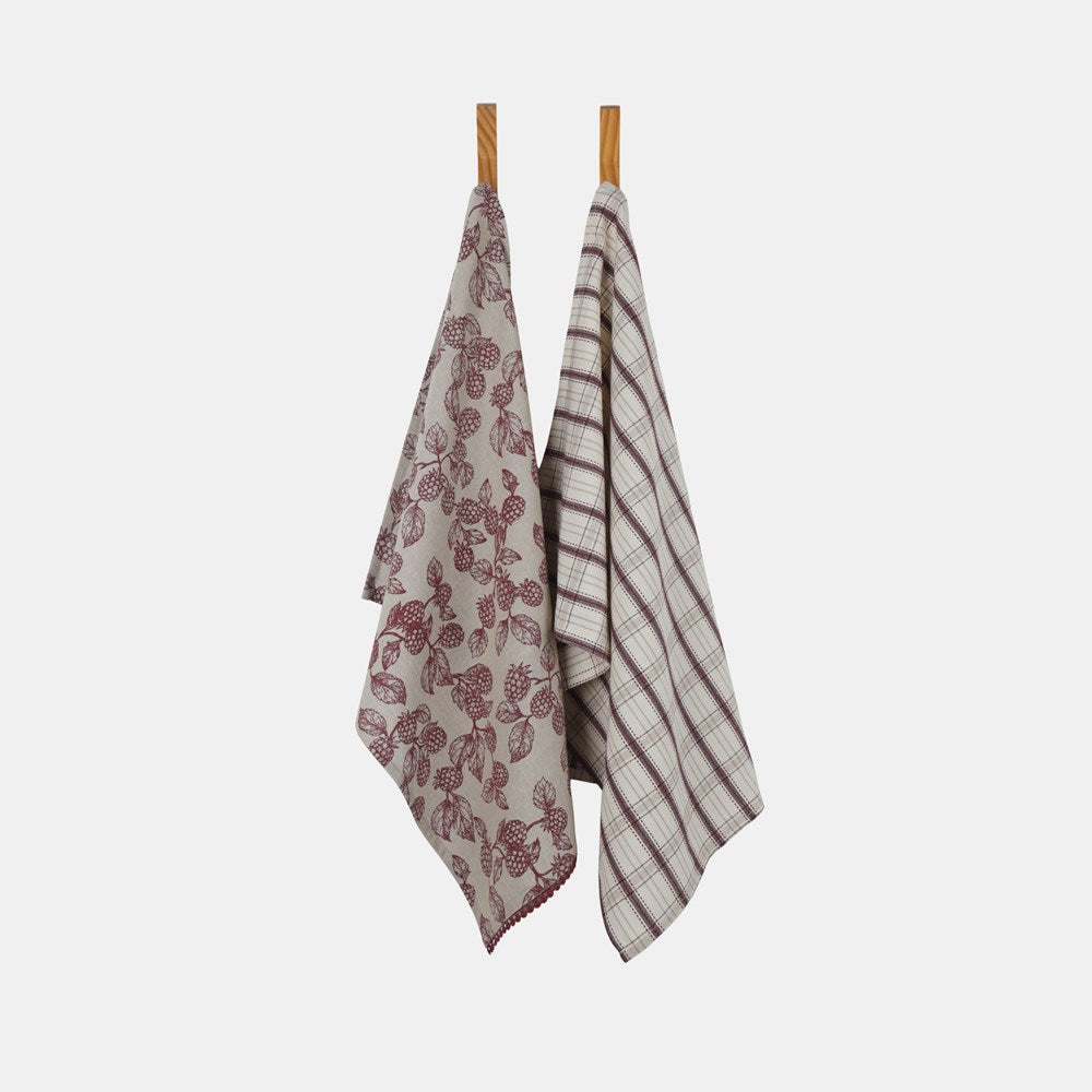 BERRY TEA TOWEL PACK OF 2 RED