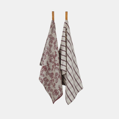 BERRY TEA TOWEL PACK OF 2 RED