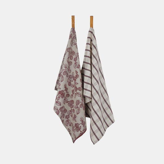BERRY TEA TOWEL PACK OF 2 RED