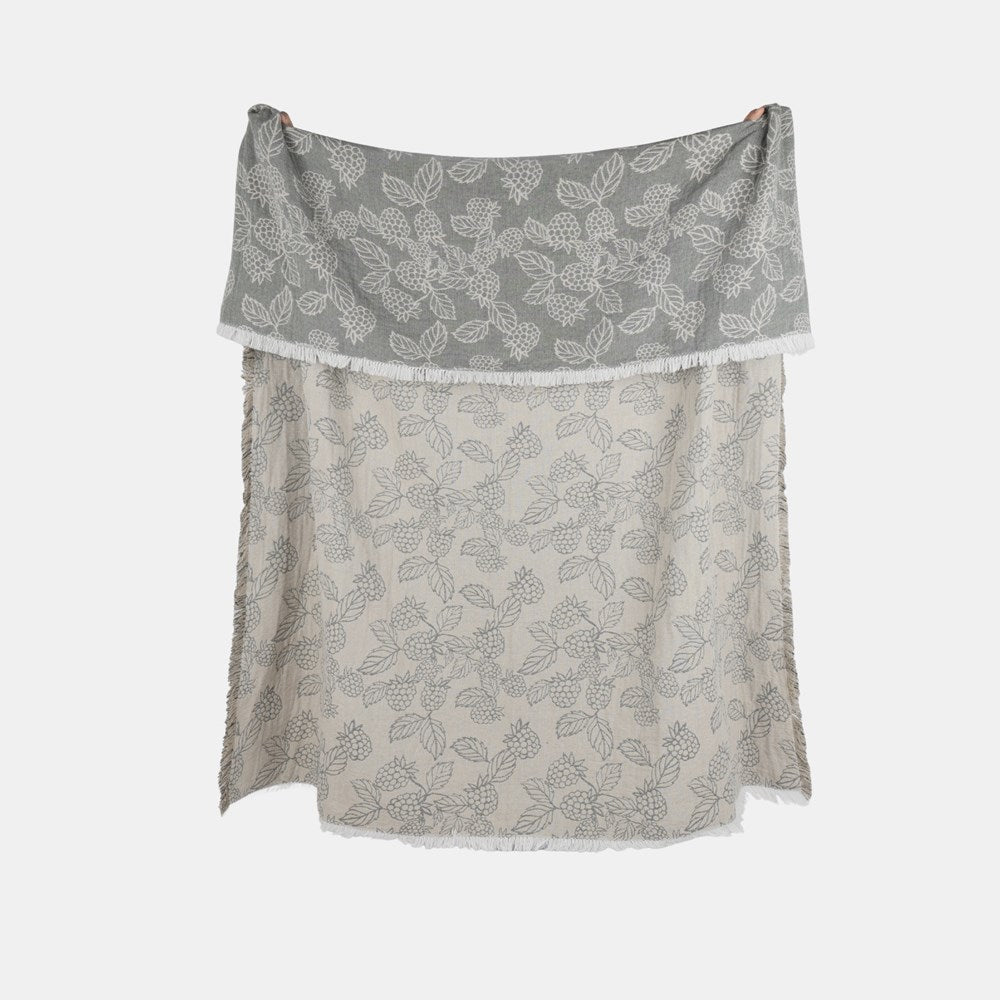 BERRY & BUG JACQUARD THROW OLIVE