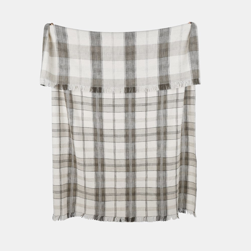 BERRY & BUG CHECKD TEXTURED THROW OLIVE