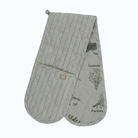 Herb Print Dbl Oven Glove Olive