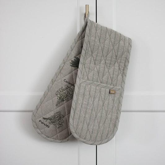 Herb Print Dbl Oven Glove Olive