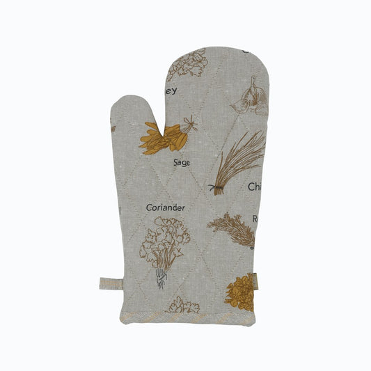 Herb Print Sgl Oven Glove Mustard