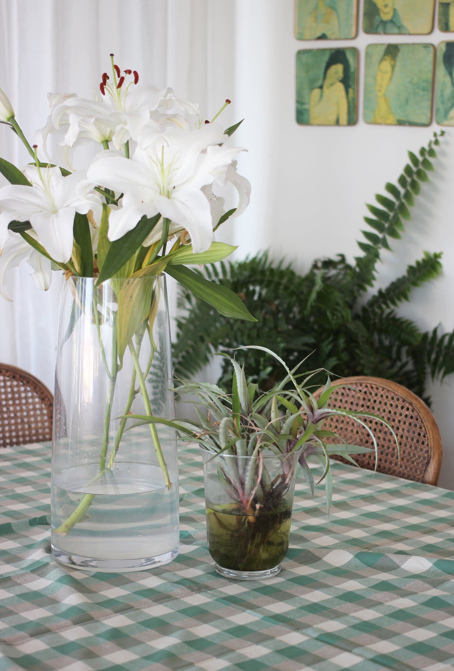 Double Check Tablecloth Aqua Storm 140x240cm