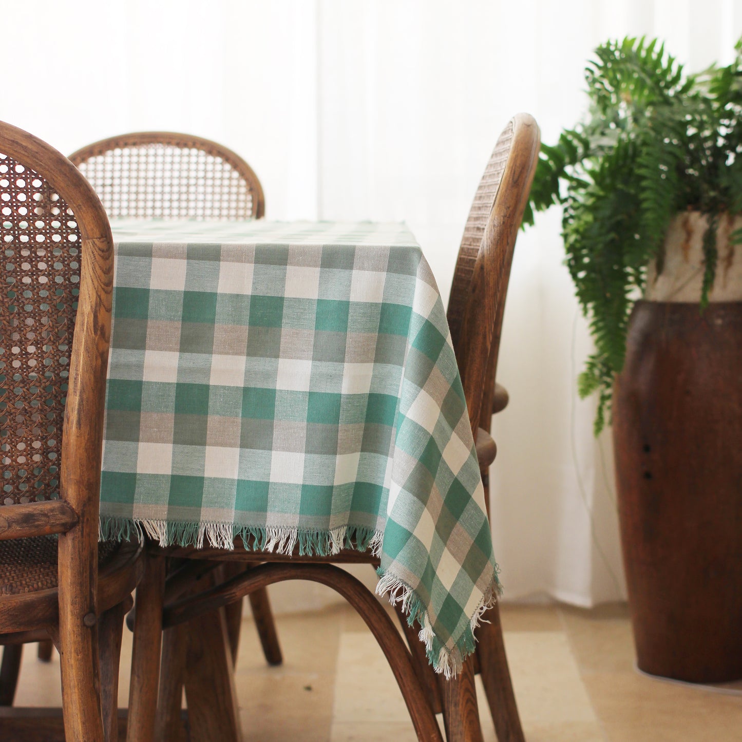 Double Check Tablecloth Aqua Storm 140x240cm