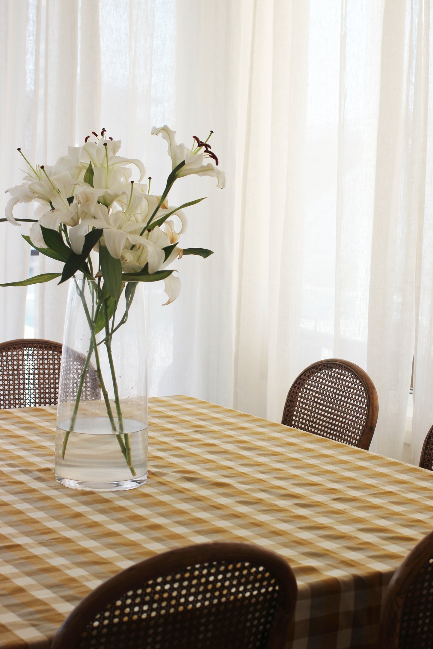 Double Check Tablecloth Yellow Sunset 140x240cm