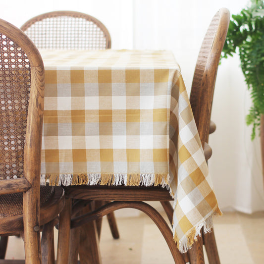 Double Check Tablecloth Yellow Sunset 140x240cm