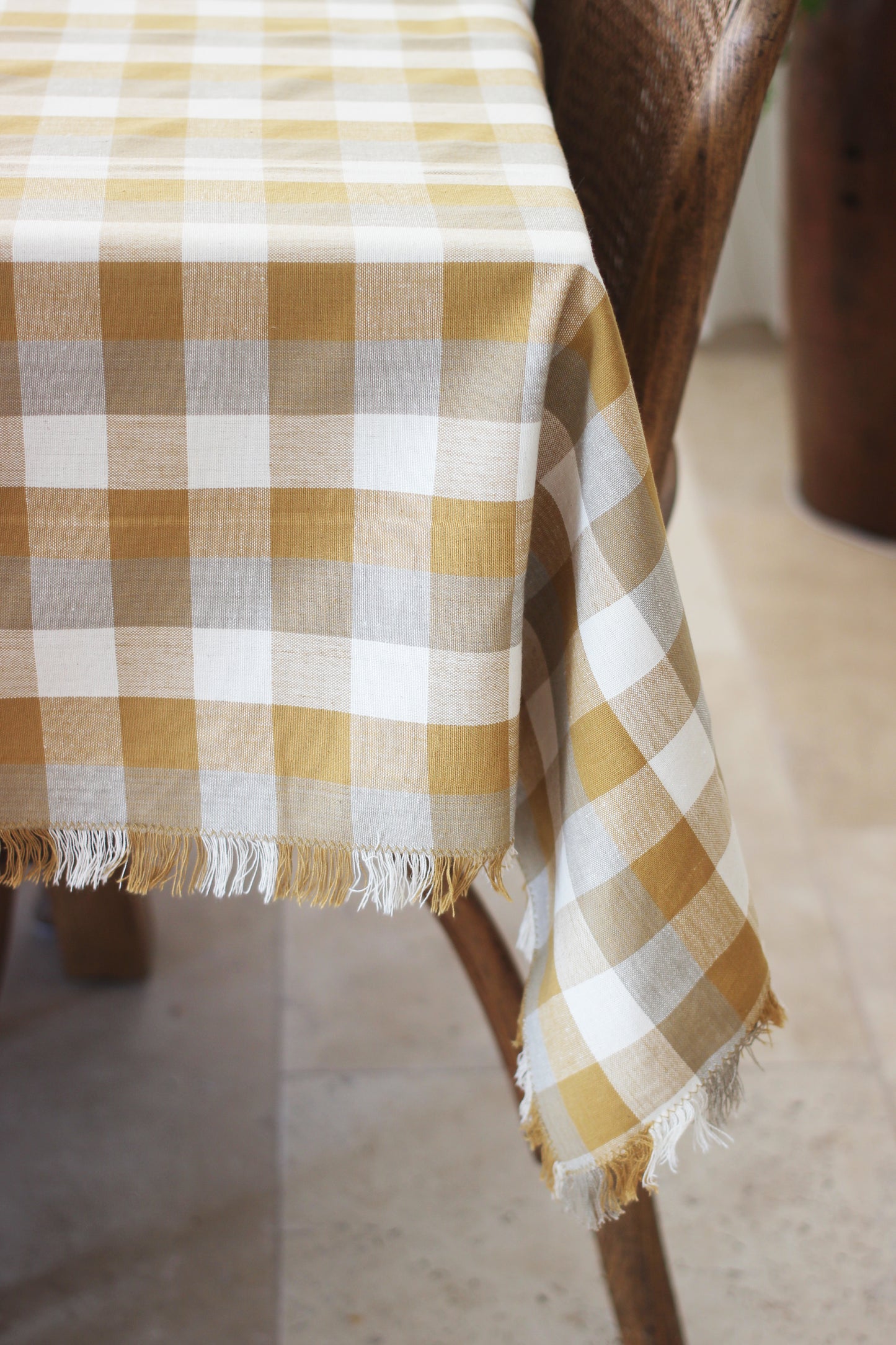 Double Check Tablecloth Yellow Sunset 140x240cm