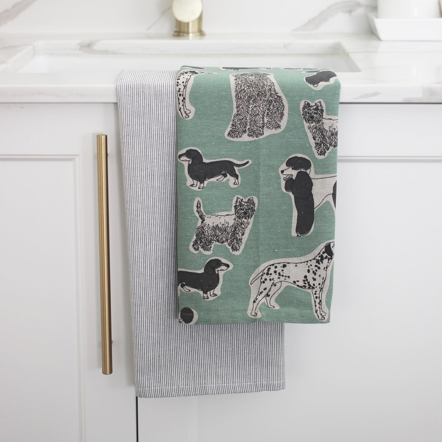 Woof Tea Towel Pack S/2 Aqua Storm