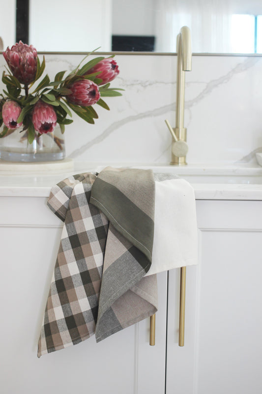 Giant Check Tea Towel S/2 Olive