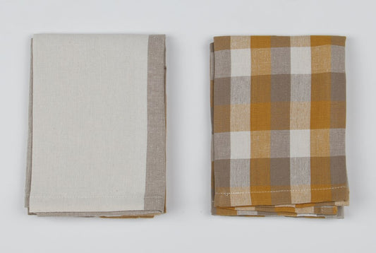 Giant Check Tea Towel S/2 Mustard