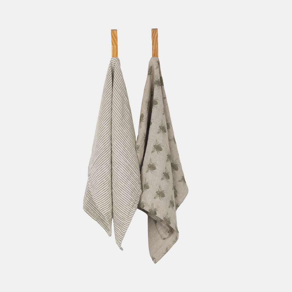 Everyday Range Tea Towel Pack of 2 - Olive Green