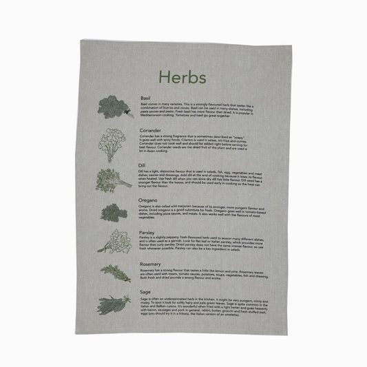 Herb Print Sgl Tea Towel