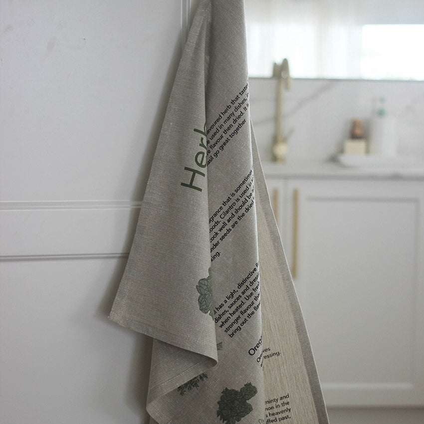 Herb Print Sgl Tea Towel