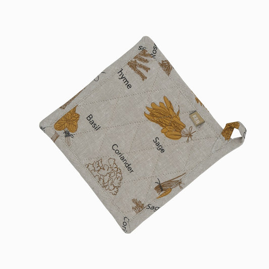 Herb Print Pot Holder Mustard