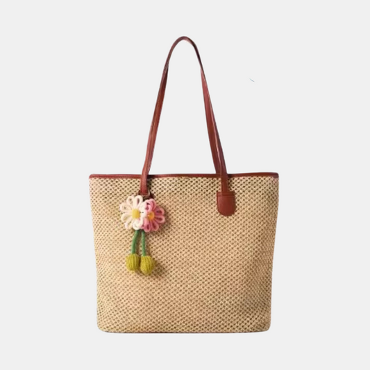 Poppy Tote Woven Bag - Apricot