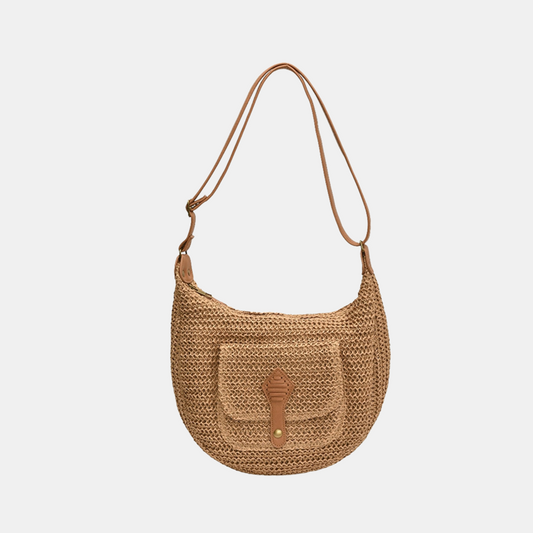 Zoe Woven Shoulder Bag - Khaki