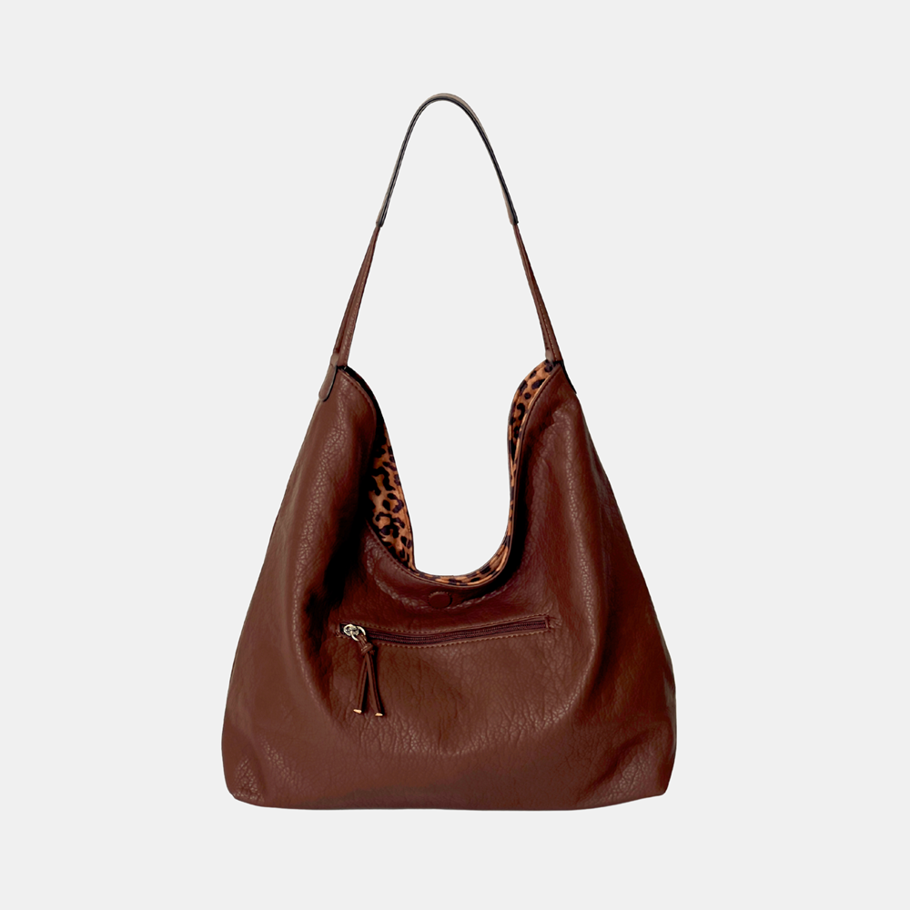 Fiona Reversible Shoulder Bag - Brown Leopard