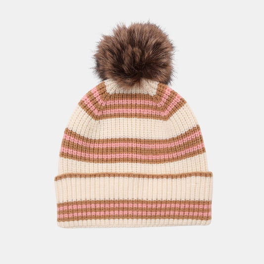 Noemi Beanie Hat - Ivory Stripe