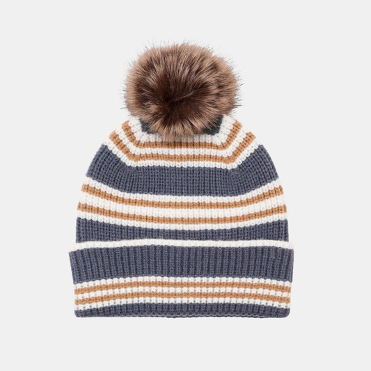 Noemi Beanie Hat - Navy Blue Stripe