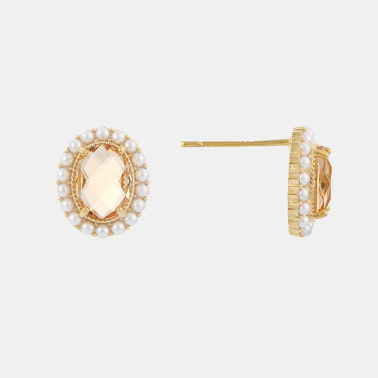 Jade Studs - Gold