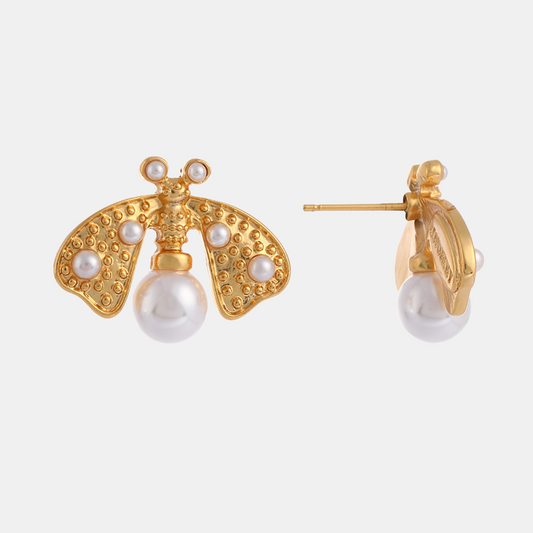 Jolie Pearl Studs - Gold