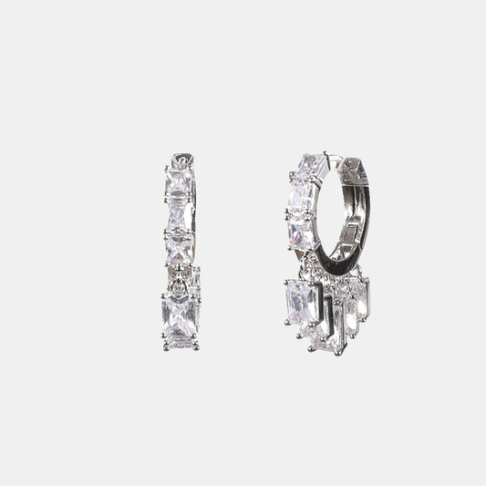 Arielle Gold Hoops - White Stone
